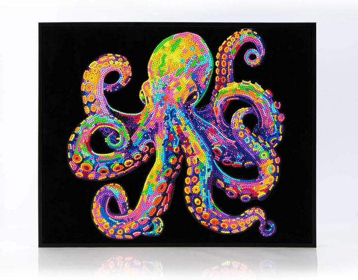 DIAMOND DOTZ 2594372 Original 5D Diamond Painting Set, Neon Oktopus, mit Neonfarben und Samt, DIY Di