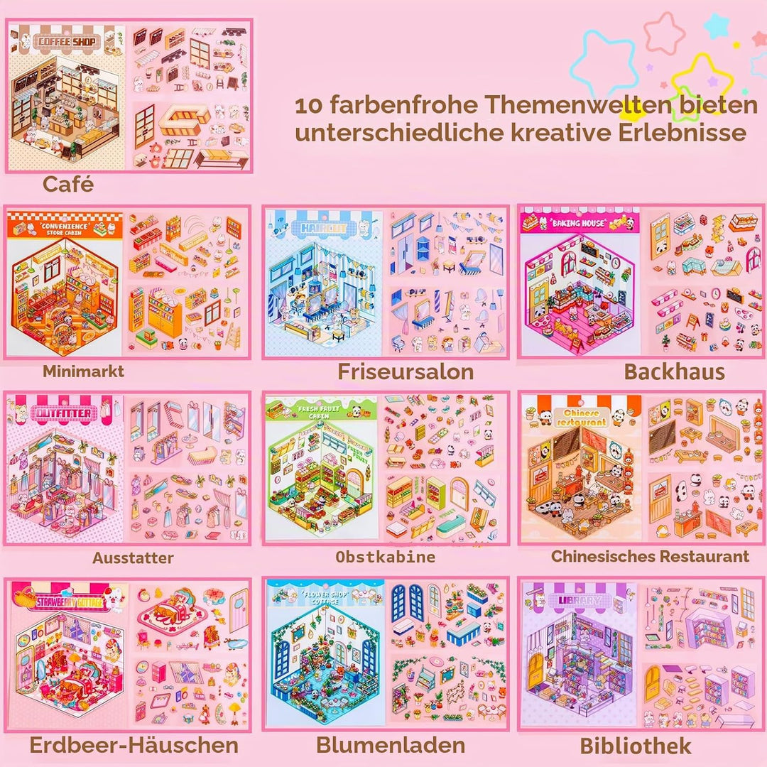 30 Sets 3D-Miniatur-Aufkleber-Szenen, 30 Set