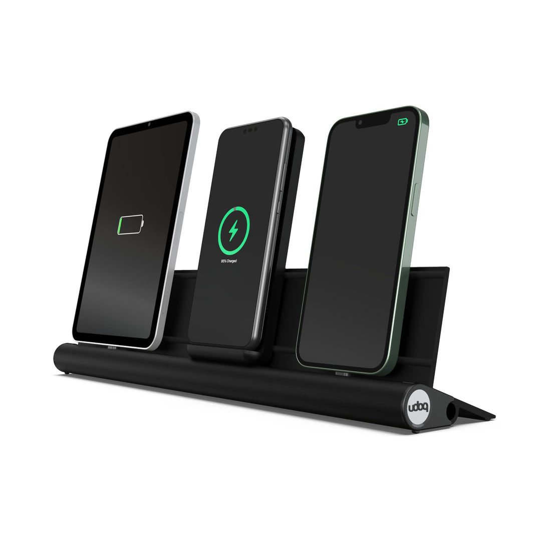 Universal Ladestation für Smartphones Tablets und AirPods, udoq 400, Aluminium, mit Power Delivery F