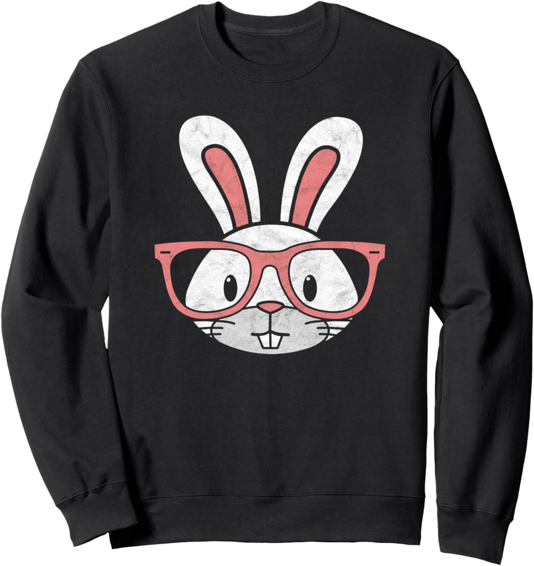Funny Easter Bunny Pink Hipster Glasses Cute Rabbit Sweatshirt