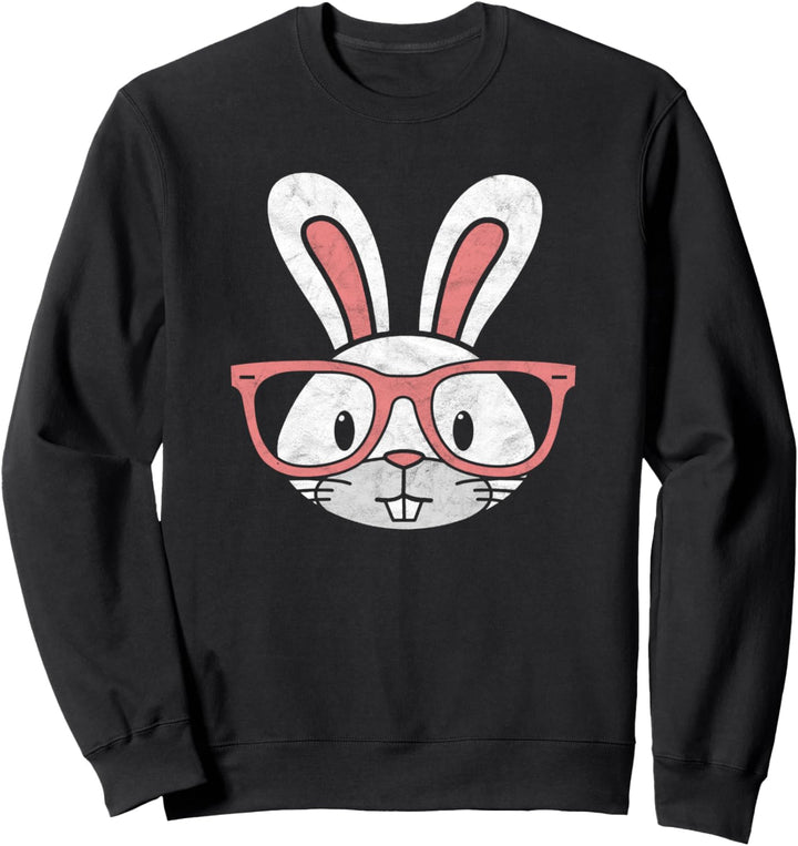 Funny Easter Bunny Pink Hipster Glasses Cute Rabbit Sweatshirt