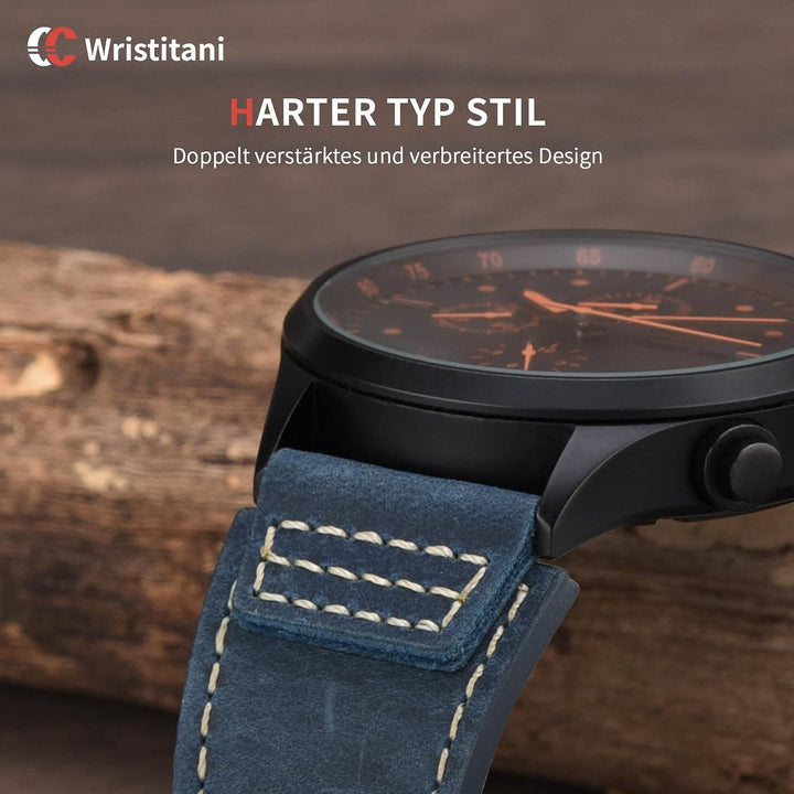 Wristitani Leder Uhrenarmband 22mm 20mm 18mm 19mm 21mm 23mm 24mm 26mm | Kompatibel mit Samsung Galax