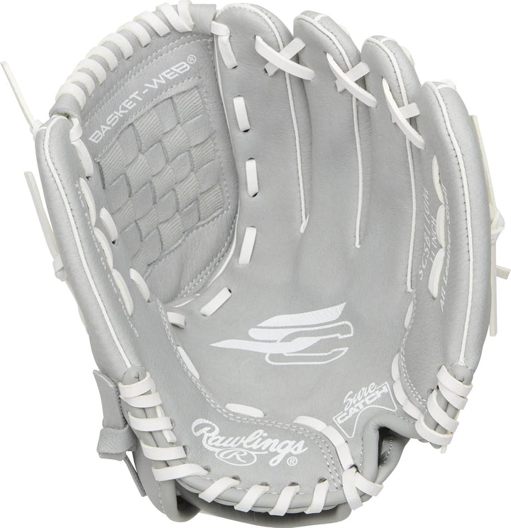 Rawlings Sure Catch Series Fastpitch Softball Glove, Basket Web, 11 inch, Right Hand Throw