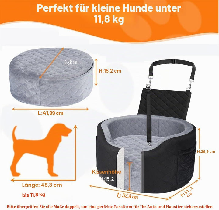 Hundeautositz für kleine Hunde – Schwarzer Booster Autositz mit 28D Memory Foam, Rutschfester Wasser