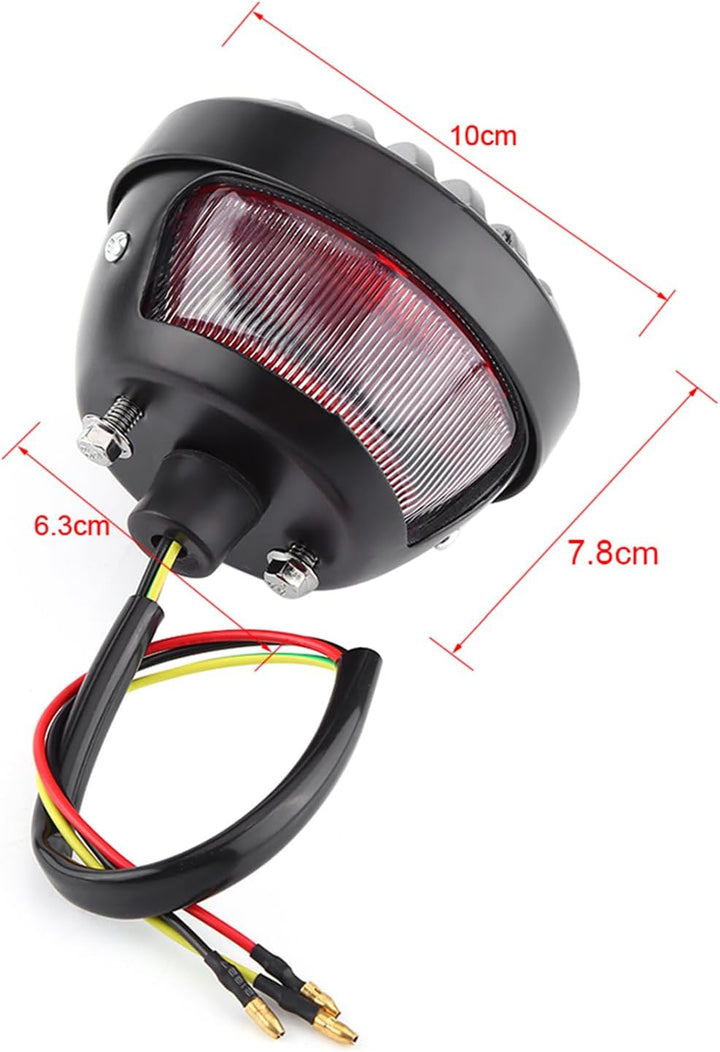 Bremslicht für Motorrad, rund, schwarz, für Bobber Chopper ATV Roller