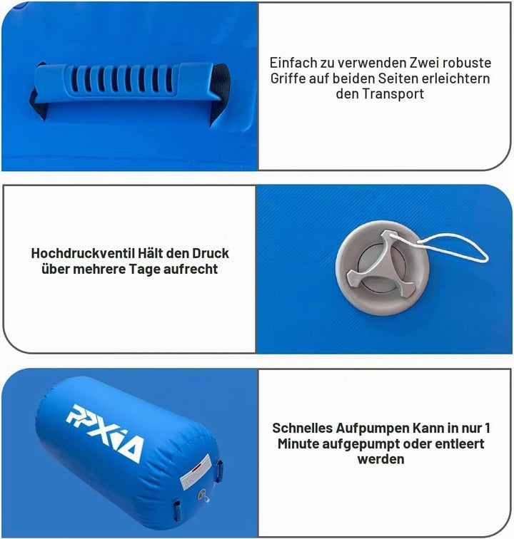 PPXIA Air Roll Aufblasbare Roller, Gym Air Barrel Luft Rollen Gymnastic Zylinder, Gymnastikmatte Tum