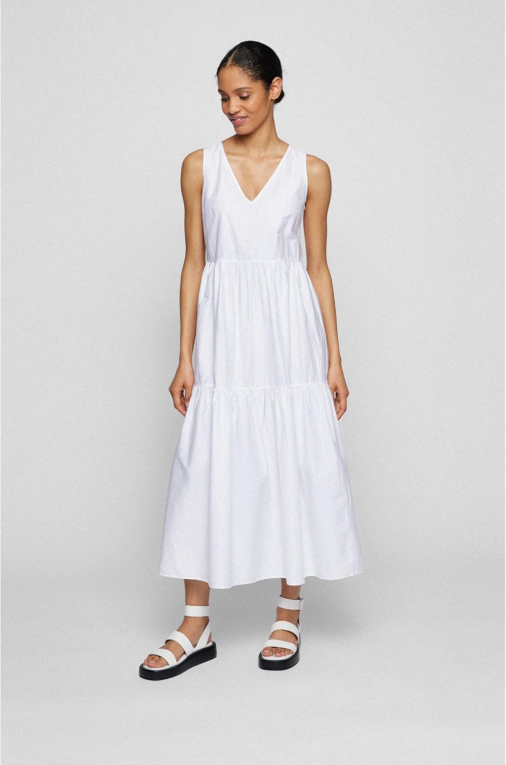 BOSS Damen Kleid C_Ditesta 38 White100, 38 White100