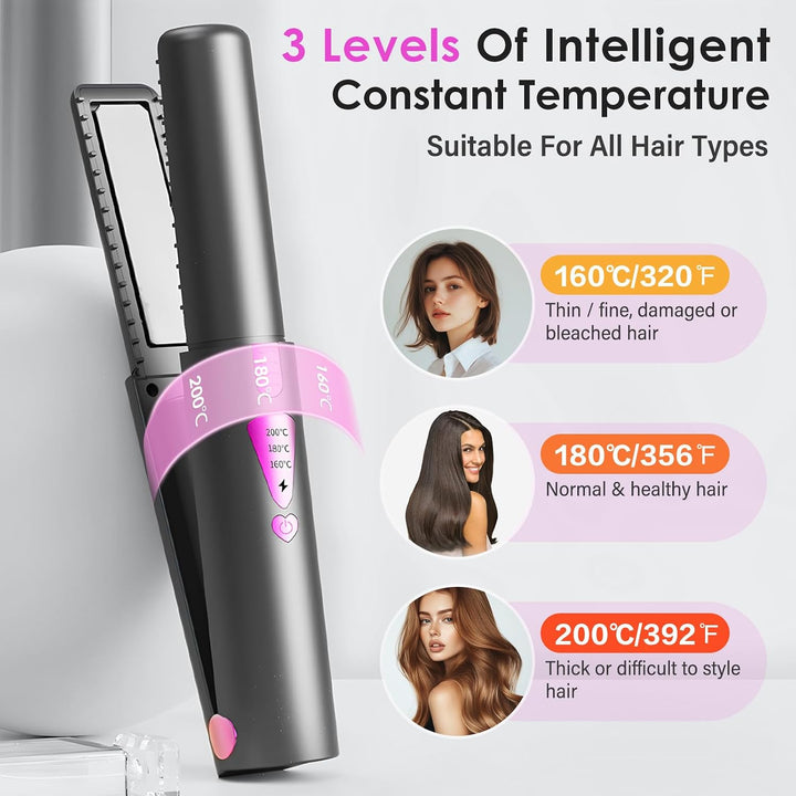 Journeyside Glätteisen Kabellos 2 in 1, Haarglätter Ceramic 4500mAh,Haarglätter und Lockenstab, 3 Ei