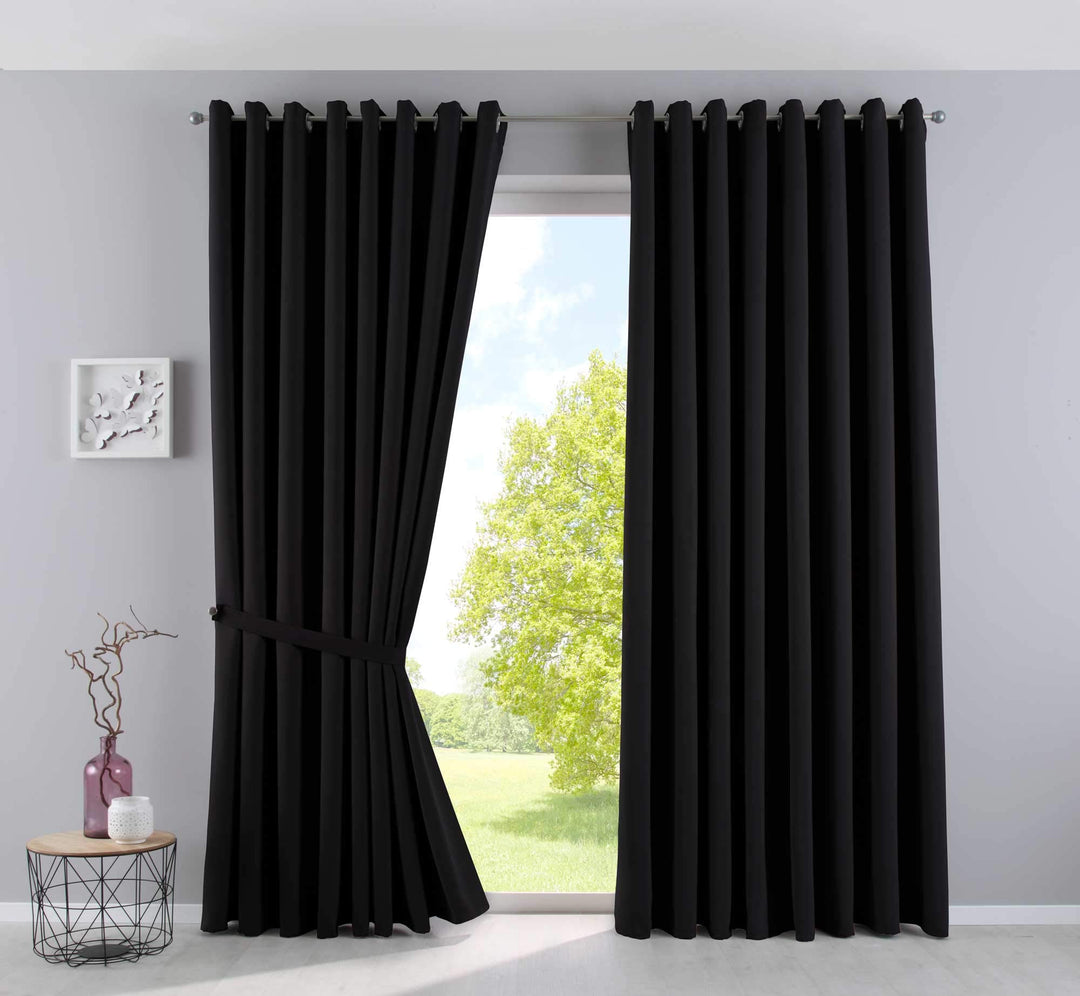 Gardinenbox Vorhänge Blickdicht »Newyork« Schwarz HxB 245x295 cm 2er-Pack Thermo-Gardinen Verdunkelu