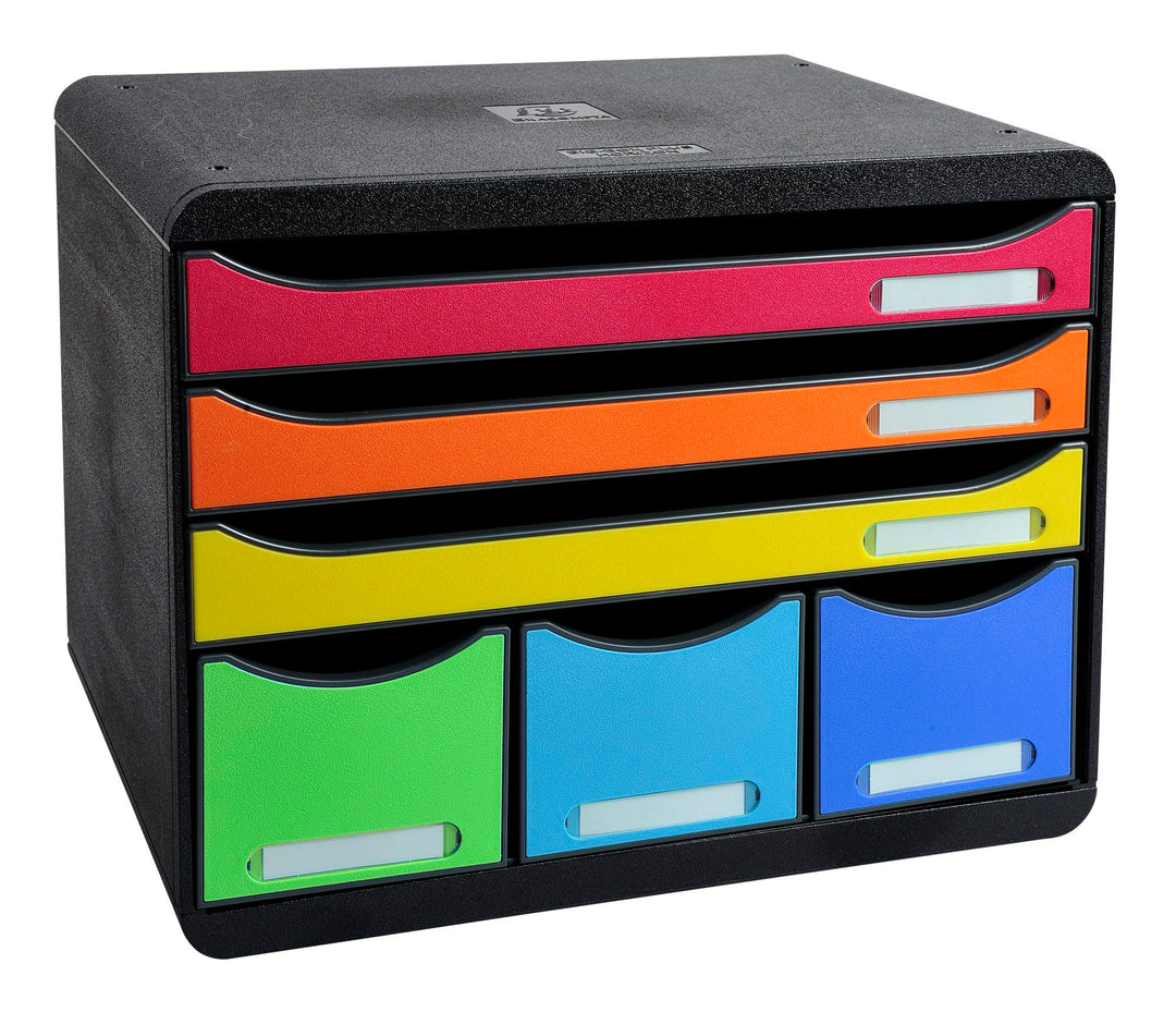 Exacompta 306798D Ablagebox Iderama Querformat mit 6 Schubladen für DIN A+ Dokumente. Belastbare Sch