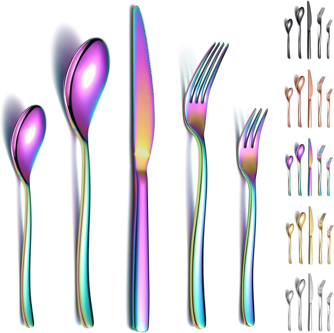 Berglander Rainbow Besteck-Set 30-teilig, Stabiles Edelstahl-Titan-Bunt-Besteck-Set Besteck-Set Rost