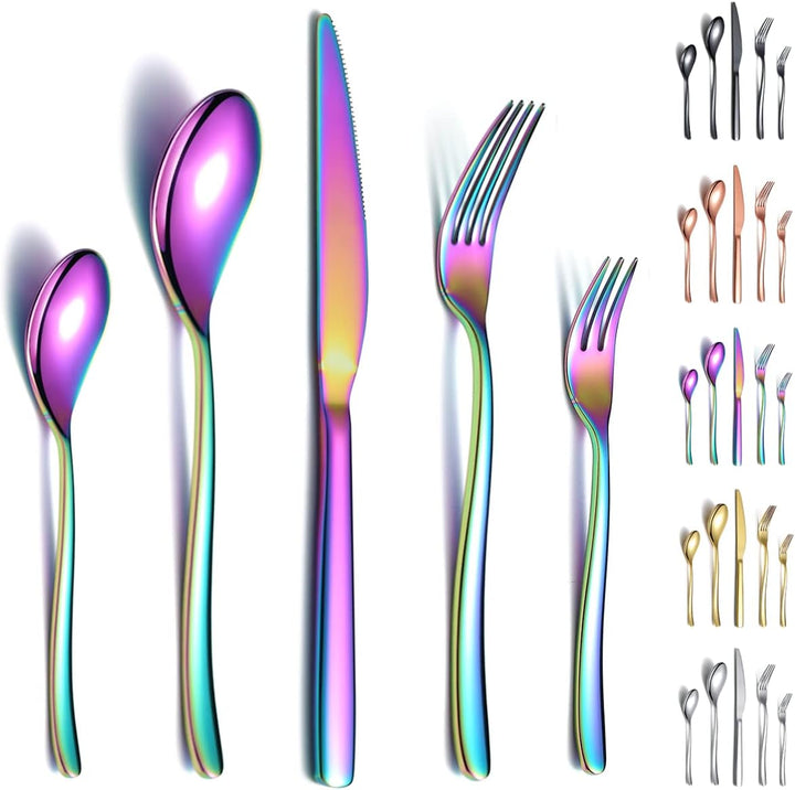 Berglander Rainbow Besteck-Set 30-teilig, Stabiles Edelstahl-Titan-Bunt-Besteck-Set Besteck-Set Rost