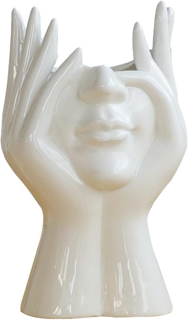 Yundxi Keramik Gesicht Vase Blumenvase Minimalistischen Stil Keramikvasen für Home Office Dekor Händ