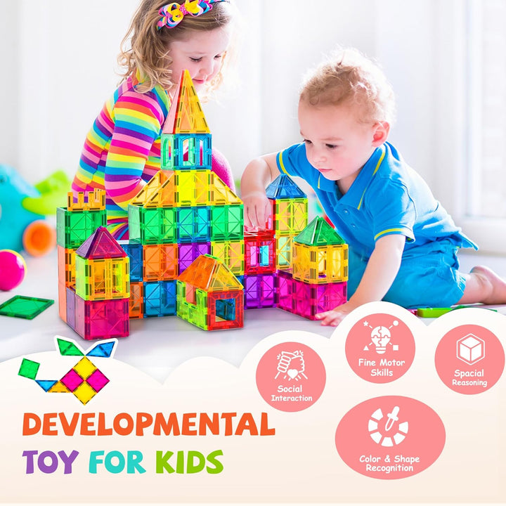 cossy Magnetische Bausteine 120 Teile,Magnetspiel für Kinder,Magnetbausteine für Jungen und Mädchen,