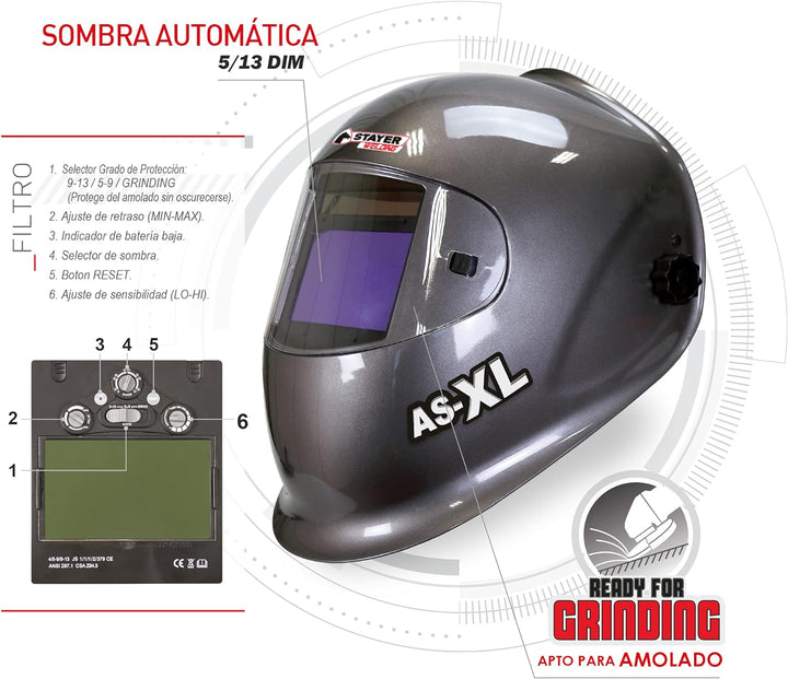 AS-XL - 100x60mm 1-30000s/0.2-0.8s -5ºC-55ºC 440Kg_ MÁSCARAS DE SOLDADURA