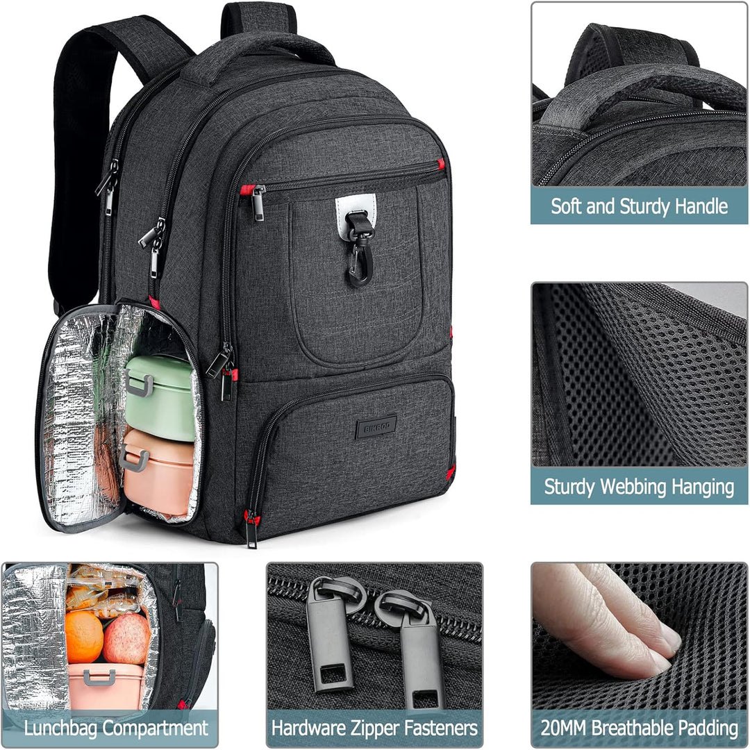 Rucksack Herren, Lunch-Schulrucksack Jungen , 17.3 Zoll Laptoptasche Teenager mit USB Ladeanschluss,