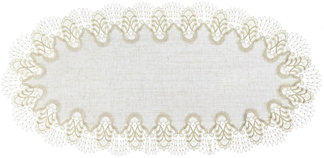 Plauener Spitze by Modespitze 4048L_11_4085 Tischdecke Oslo L, Grösse 40 x 85 cm, oval 40 cm x 85 cm
