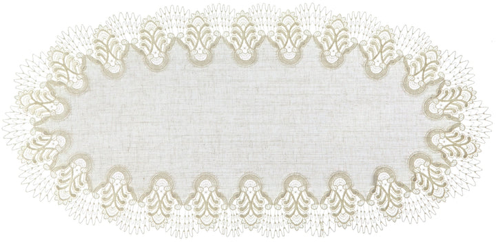 Plauener Spitze by Modespitze 4048L_11_4085 Tischdecke Oslo L, Grösse 40 x 85 cm, oval 40 cm x 85 cm