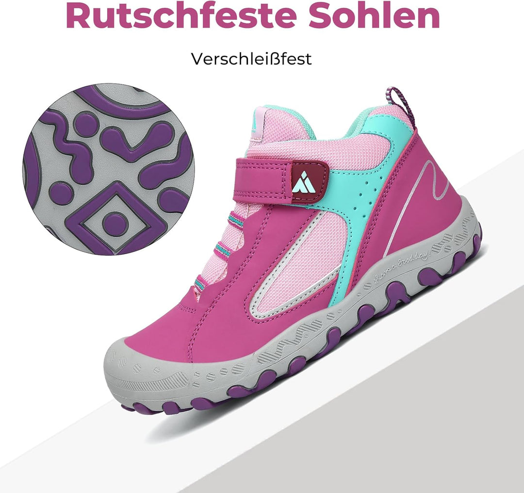 Mishansha Kinder Wanderschuhe Trekking Wanderstiefel Outdoor Trekkingschuhe 33 EU Verkehr Violett, 3
