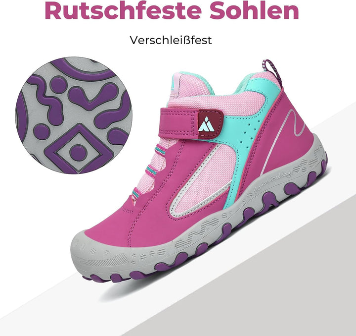 Mishansha Kinder Wanderschuhe Trekking Wanderstiefel Outdoor Trekkingschuhe 35 EU Verkehr Violett, 3