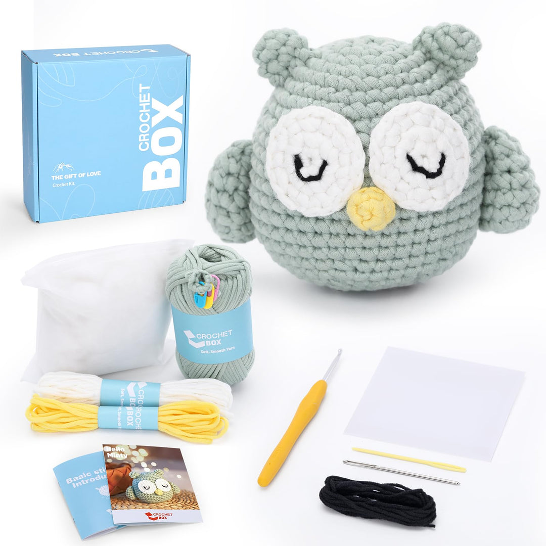 CrochetBox Komplettes Schottisches Hochlandrind Häkelset für Anfänger, Eulen Häkelset, Video-Tutoria