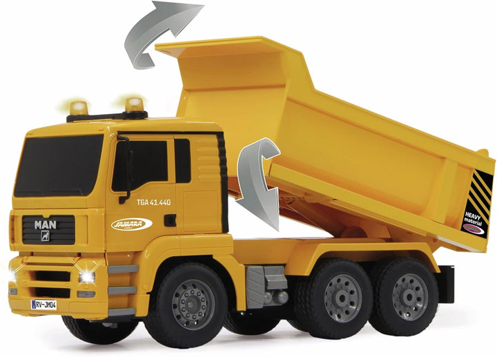 JAMARA 405002 - Muldenkipper Man 1:20 2,4G - Kippmulde hoch/runter, realistischer Motorsound, Hupe,