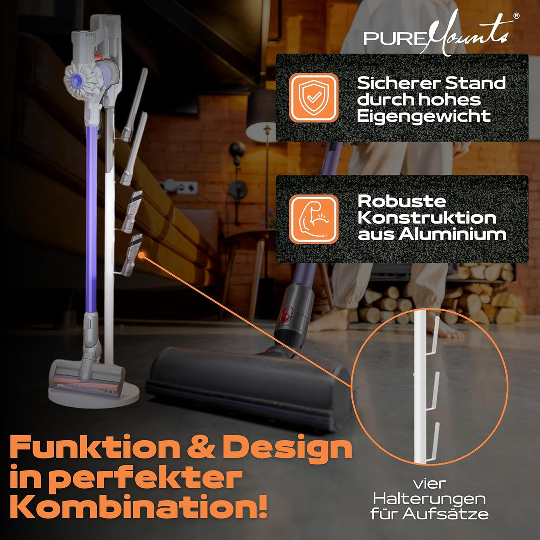 PureMounts Staubsauger Ständer Halterung universal kompatibel mit Dyson, Philips, Samsung, Bosch, Mi