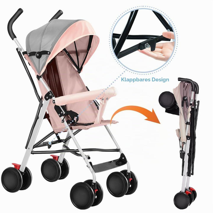 Kinderwagen, kompakt und faltbar, mit Matte, faltbar, kompakter Kinderwagen, für Babys von 6 Monaten