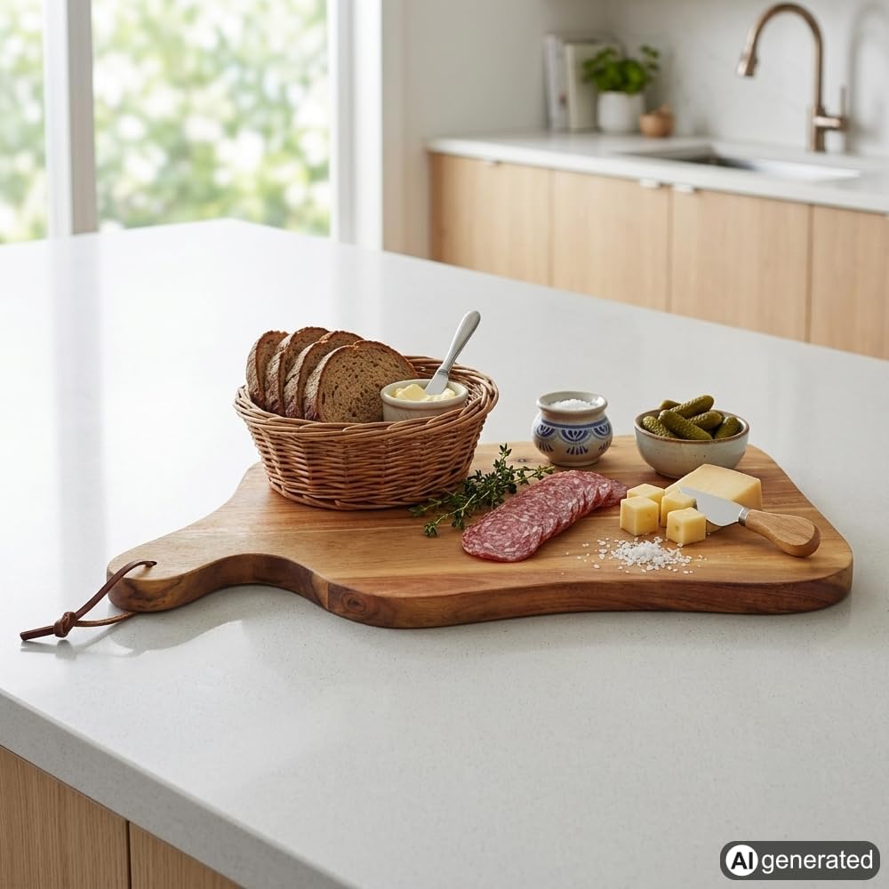 KESPER | Schneid- und Servierbrett, Material: Akazienholz, Masse: 42,5 x 25 x 1,5 cm, Farbe: Braun,