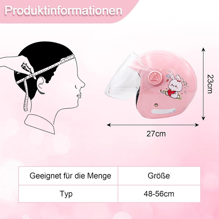 Kinder Motorradhelm, Jungen und Mädchen Rollerhelm, Mofa Helm, jethelm mit Sonnenblende, Fahrradhelm