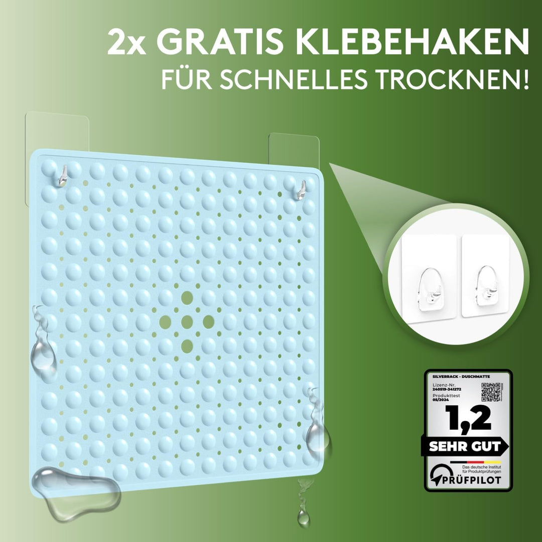 Duschmatte rutschfest 53x53 cm (Babyblau) - Antirutschmatte Dusche BPA frei für Kinder - Badematte r
