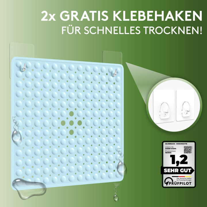 Duschmatte rutschfest 53x53 cm (Babyblau) - Antirutschmatte Dusche BPA frei für Kinder - Badematte r