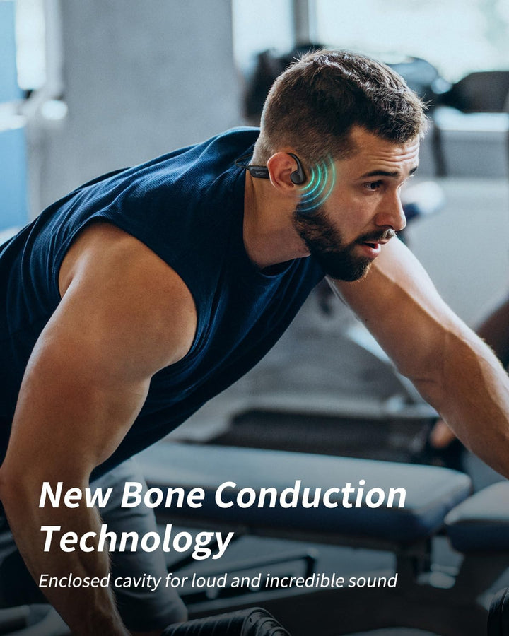 Knochenschall Kopfhörer, offene Bluetooth-Funkkopfhörer für Sport, Bluetooth 6.0,Schwarz