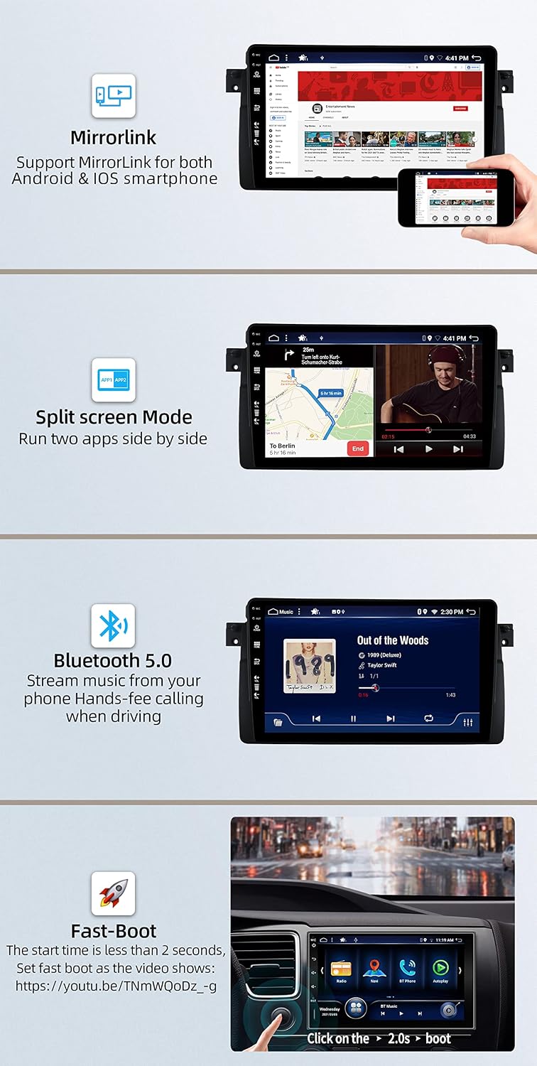 JOYX Android 12 IPS Autoradio Passt für BMW E46 / M3 / 3 Series (1998-2005) - 4G+64G - Eingebaut DSP