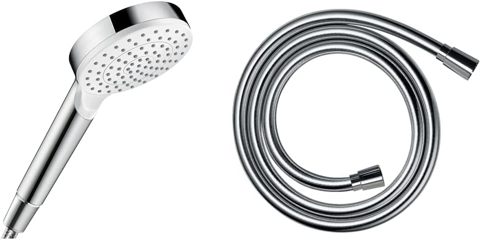 hansgrohe wassersparender Duschkopf Crometta, Sparduschkopf 6l/min, Duschbrause, Weiss/Chrom & Braus
