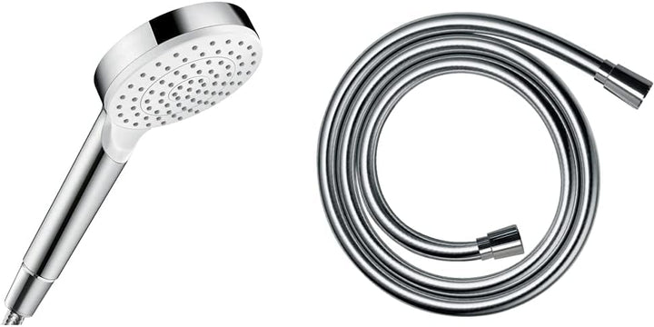 hansgrohe wassersparender Duschkopf Crometta, Sparduschkopf 6l/min, Duschbrause, Weiss/Chrom & Braus