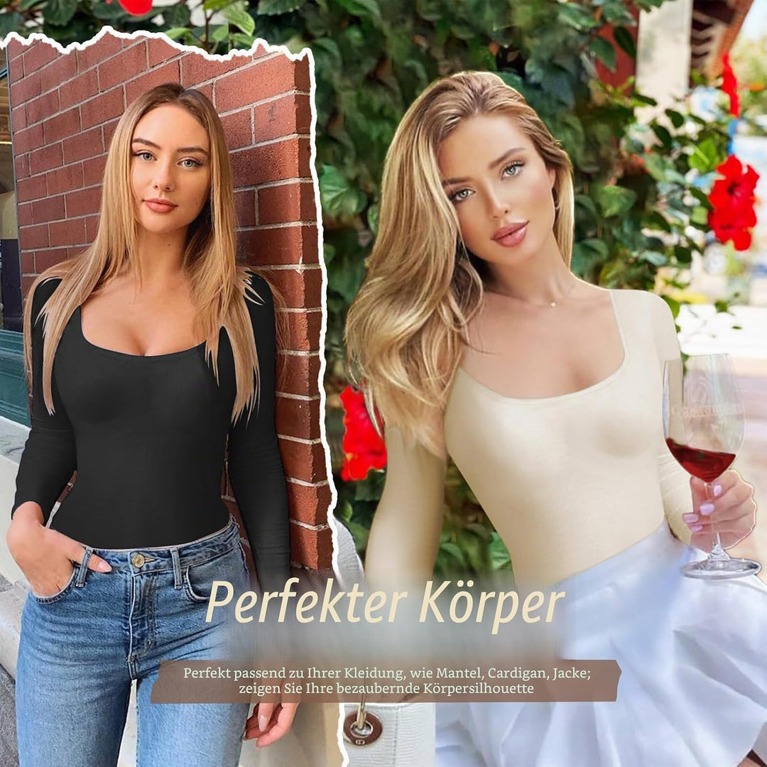 Svanco Body Damen Langarm Bodysuit Bauchweg Formende Shaping Body Shaper für Frauen Elegant Slimming