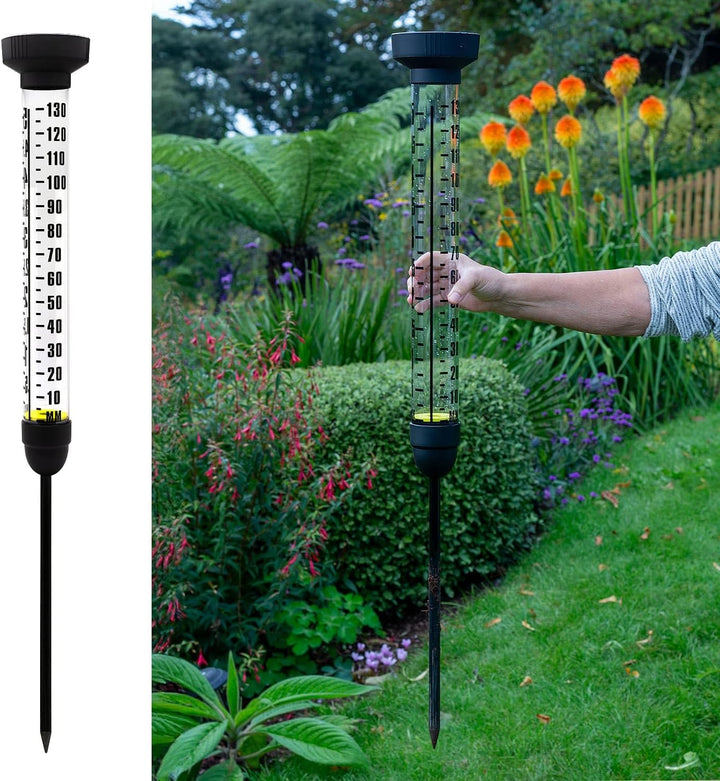 CKB LTD Regenmesser mit Erdspiess für den Aussenbereich, Regenmessung, Wasserzähler, Dual-Skala mit