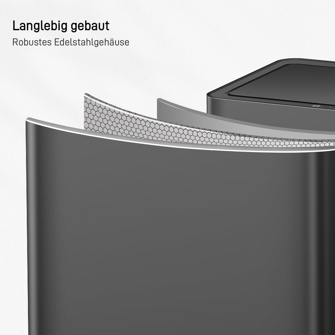 EKO Mirage Plus Mülleimer mit 3 Fächer, 2 x 15 L und 30 L, Recycler Mülleimer mit Sensor, 3 Kunststo