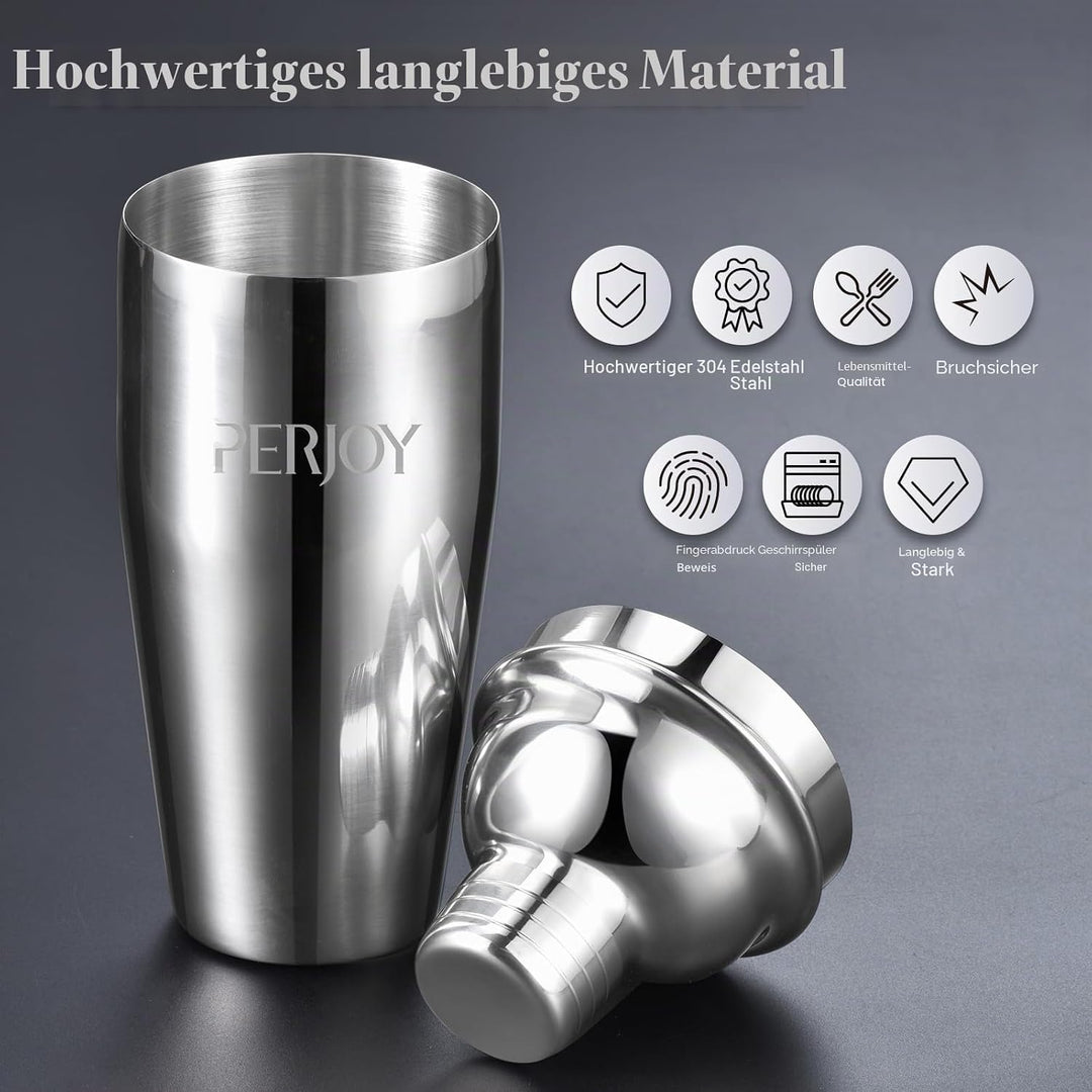 Perjoy 12pcs Cocktail Shaker mit Ständer, Rostfreie Stähle Cocktail Set Mit Doppelten Jigger, Einer