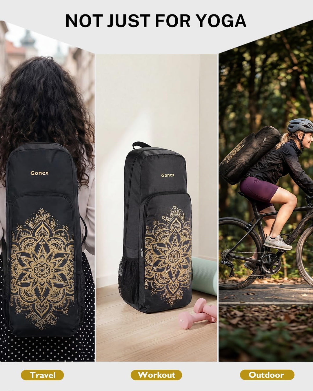 Gonex Yogatasche, Yoga-Rucksack mit Wasserdichter Tasche und Metallreissverschluss, Passend für Matt