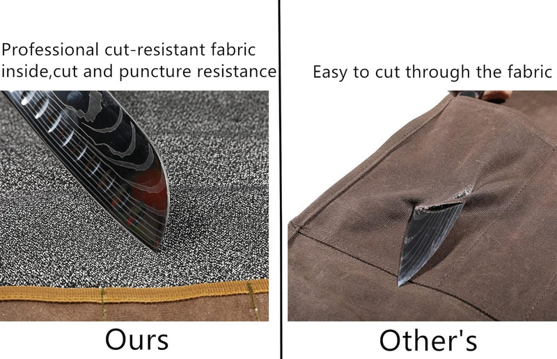 Professionelle Kochmessertasche mit schnittfestem Material, strapazierfähigem, gewachstem 16-Unzen-S