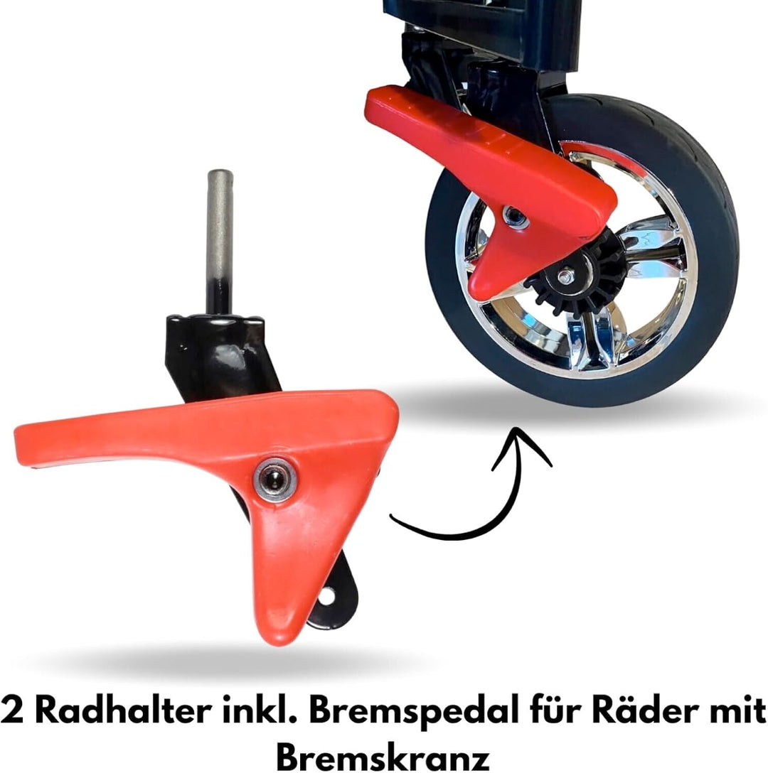 FROSAL Radhalter Bollerwagen Set mit Bremse – 2 Stück (Links &amp; rechts) Radhalterung | Radaufhängung