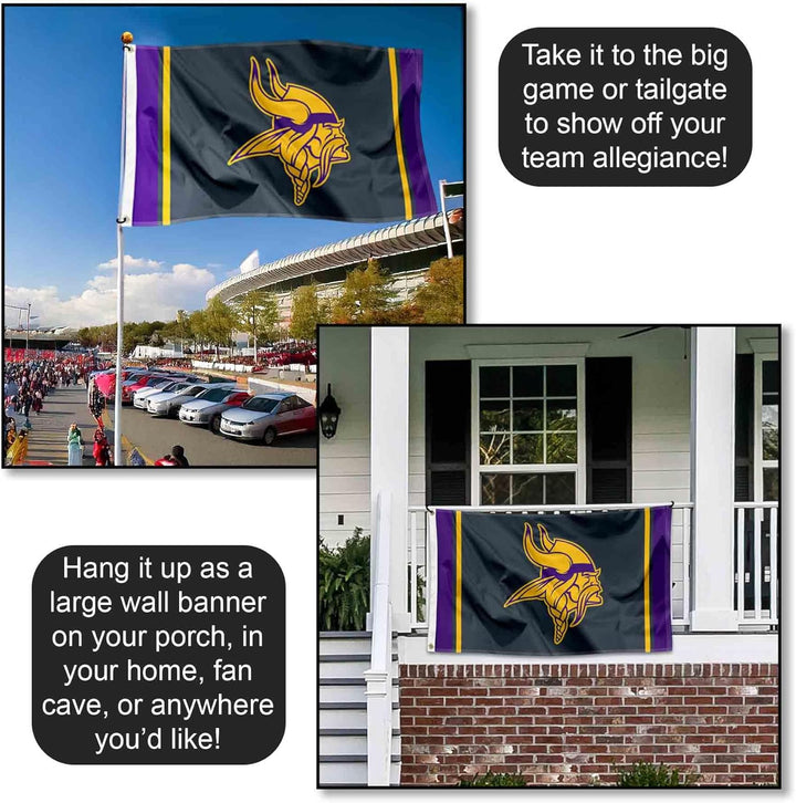 Minnesota Vikings Blackout Sideline Flagge Outdoor Indoor 90 x 150 cm Banner