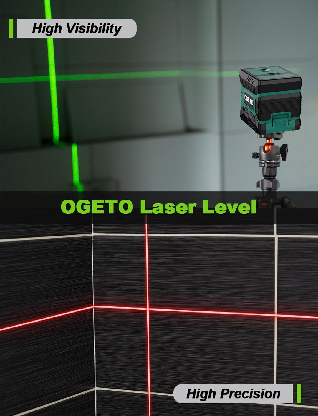 Kreuzlinienlaser, Selbstnivellierend Linienlaser(Vertikale/Horizontale Grün Laser, Innenbereich, IP5