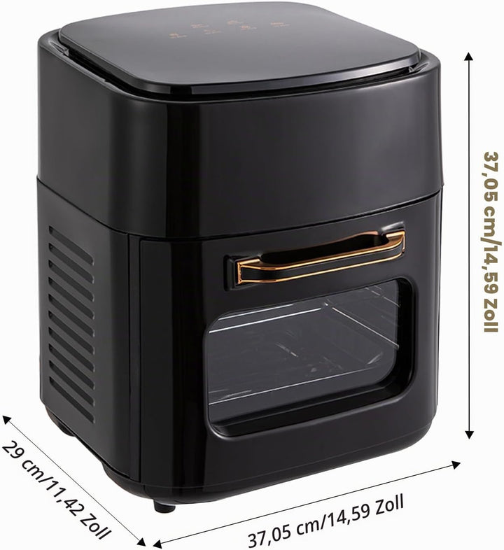 Multifunktionale Digitale Heissluftfritteuse, 1400W Airfryer, Minibackofen mit LED-Touchscreen, Schn