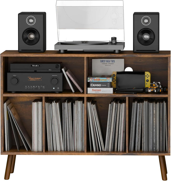 Plattenspieler-Ständer mit Schallplattenaufbewahrung, Vinyl-Plattenregal mit Präsentationsfläche, Sc
