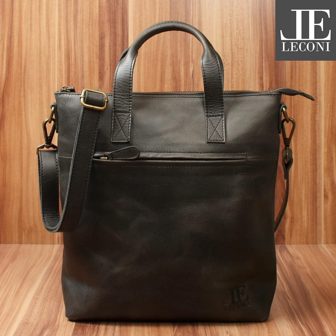 LECONI Schultertasche Henkeltasche Ledertasche für Damen echtes Leder Natur Shopper Lederhandtasche