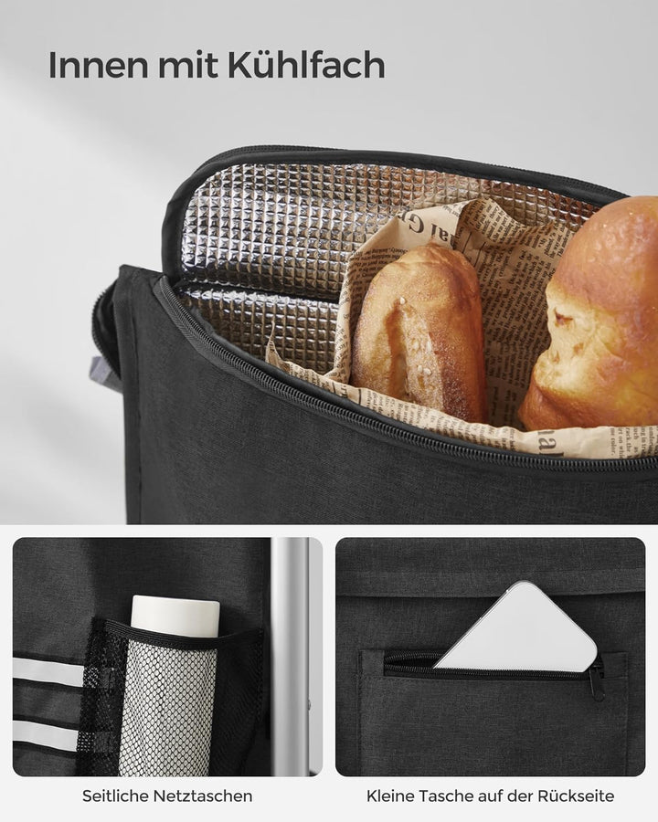 SONGMICS Einkaufstrolley, klappbar, Stabiler Einkaufswagen, mit Kühlfach, grosse Kapazität 35 L, mul