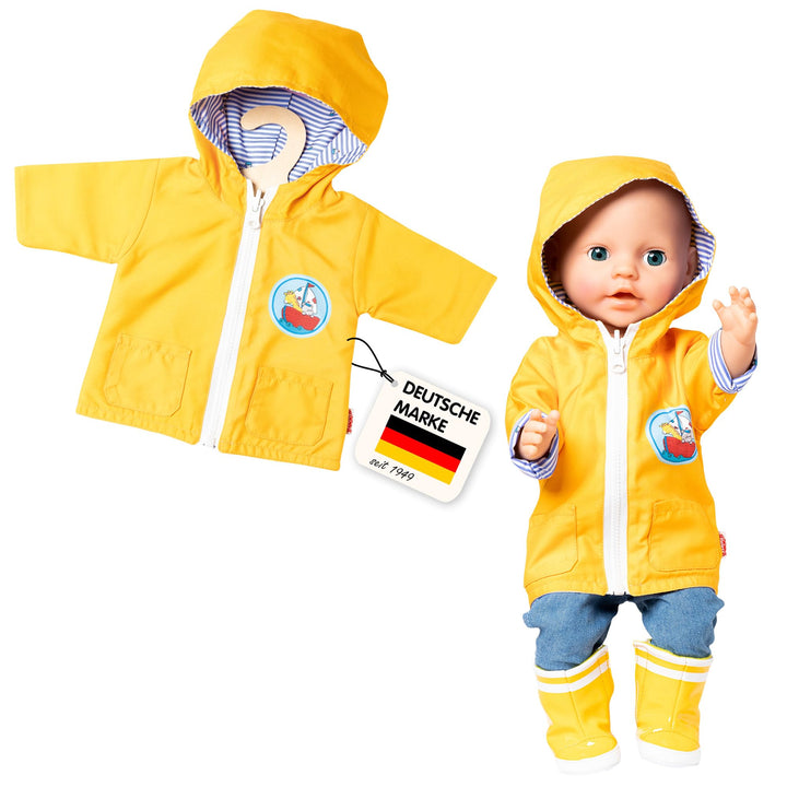 Heless 2525 - Wendeanorak mit Kapuze für Puppen im Design Maritim, Grösse 35 - 45 cm, schützt vor Wi